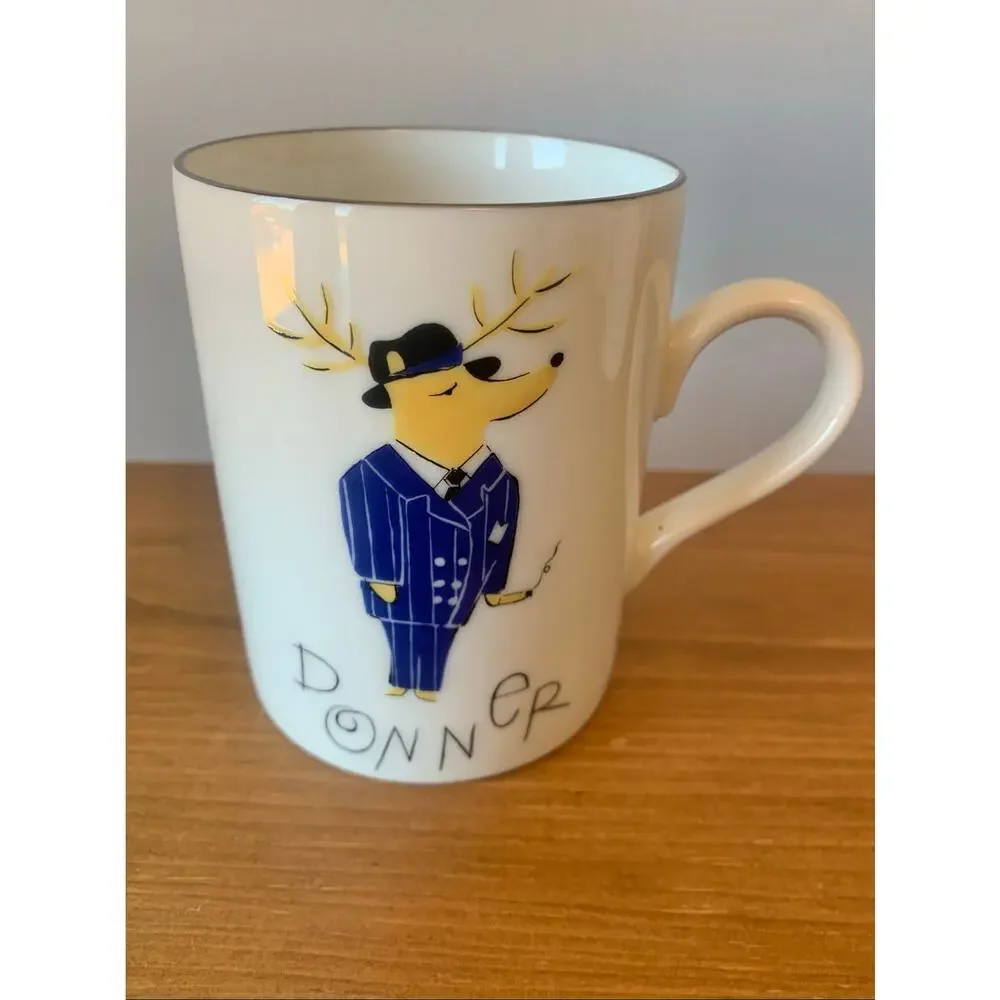 Pottery Barn Reindeer Coffee Mugs 4